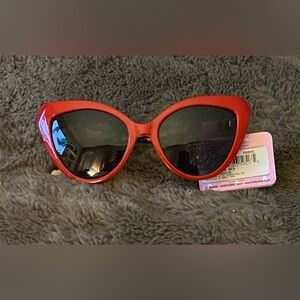 Betsey Johnson red sunglasses with animal print NWT